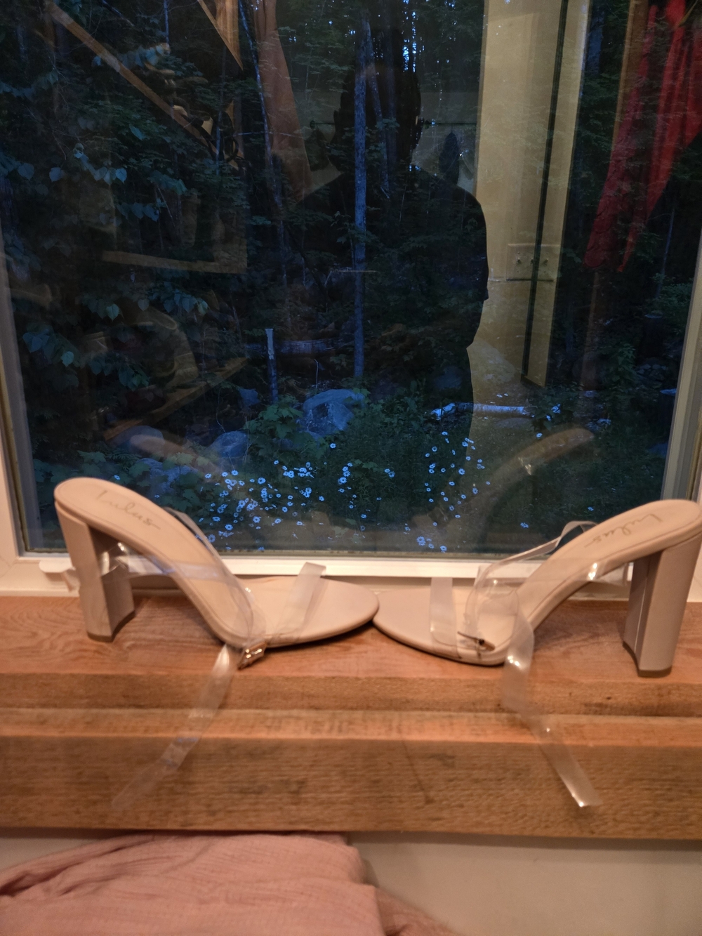 Lulu's - Clear Strap Block Heel Sandals in Nude